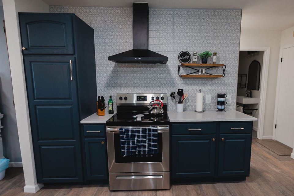 Great place to cook a wonderful meal with all cookware at your fingertips.