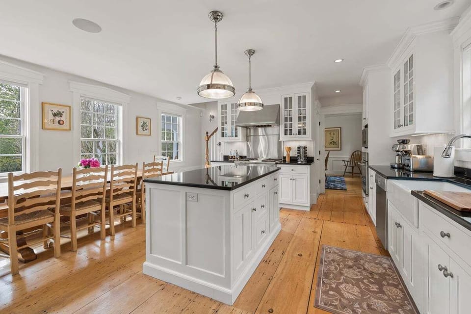 Here is the lovely kitchen with high end appliances and large island