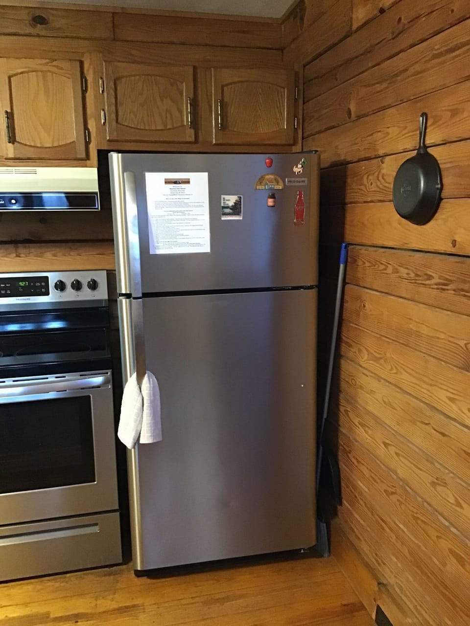 Stainless steel appliances in kitchen.
