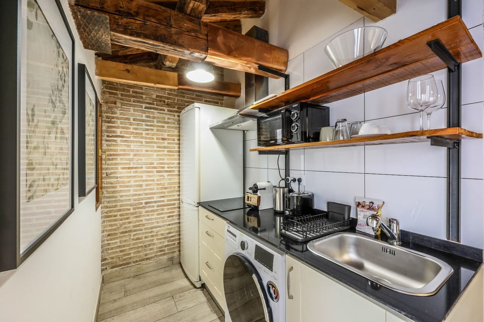View of the kitchen with appliances