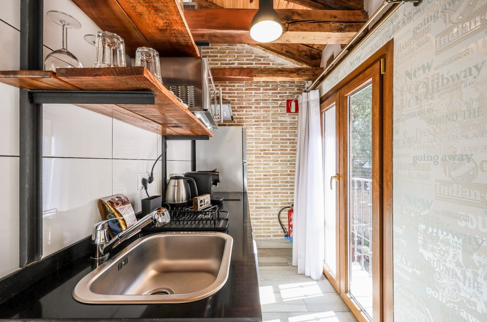 View of the kitchen with appliances