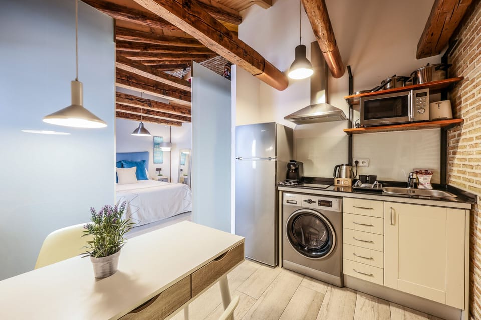 View of the kitchen with appliances