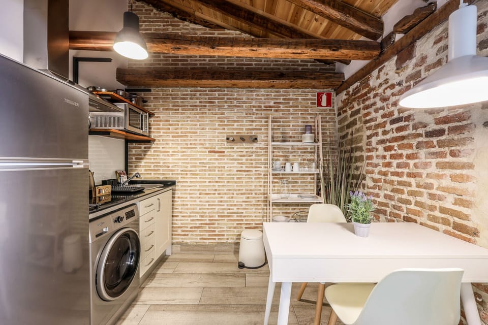 View of the kitchen with appliances