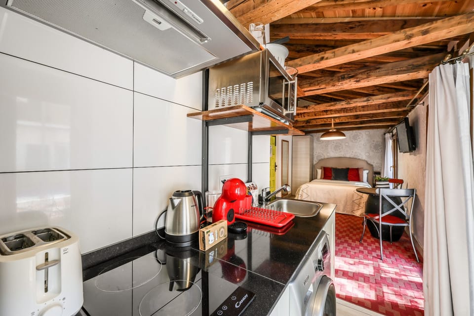 View of the kitchen with appliances