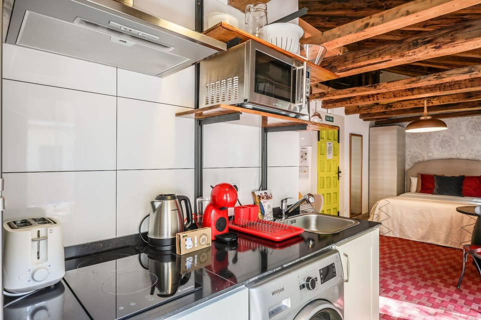 View of the kitchen with appliances