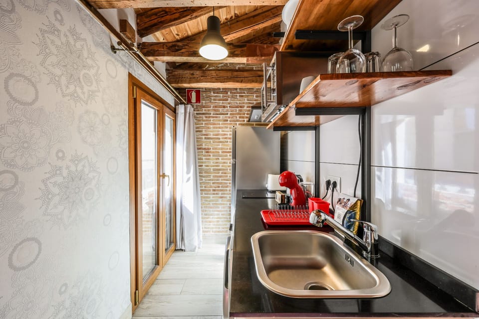 View of the kitchen with appliances