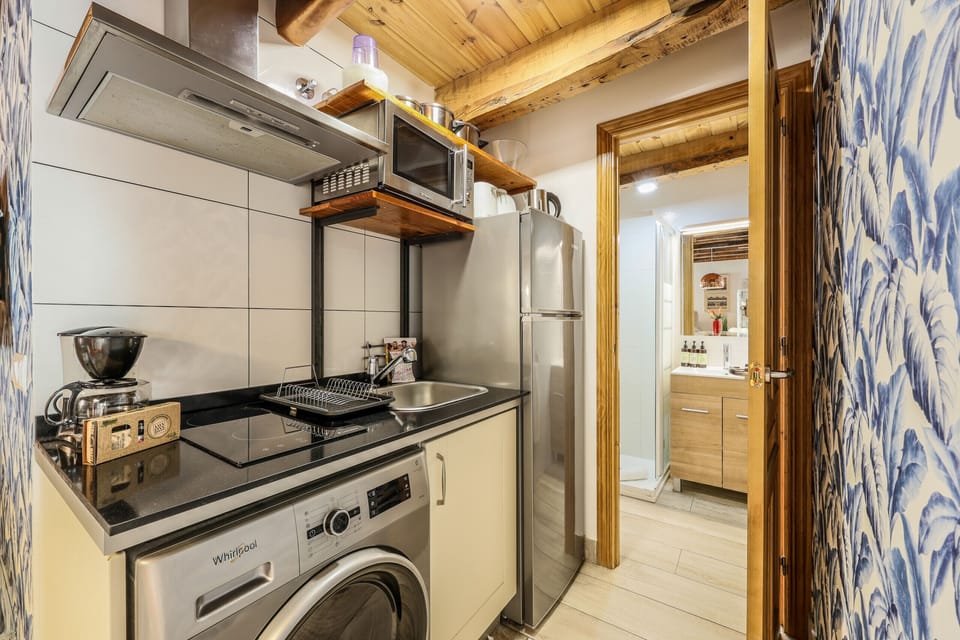 View of the kitchen with appliances