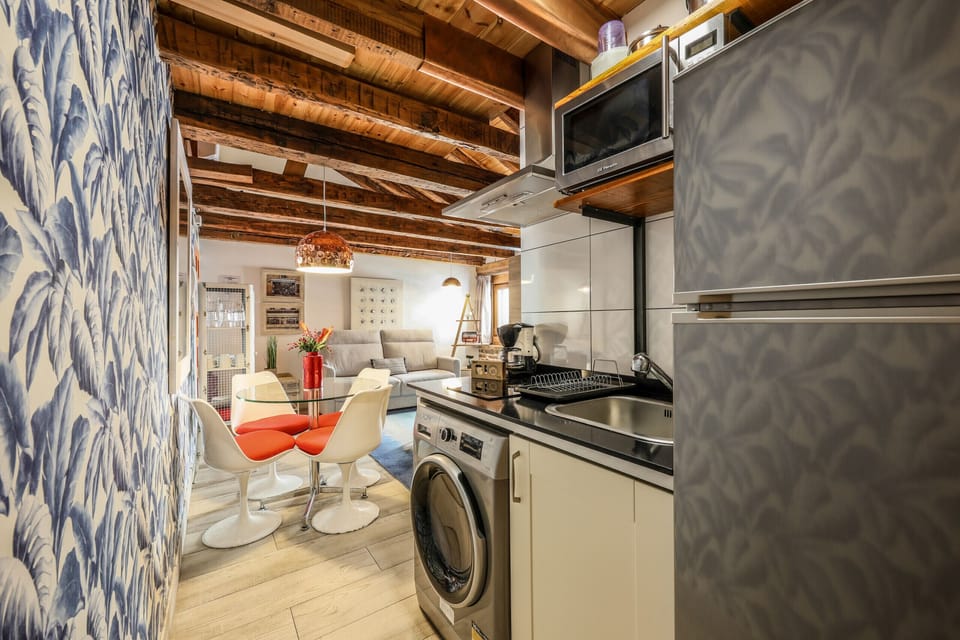 View of the kitchen with appliances
