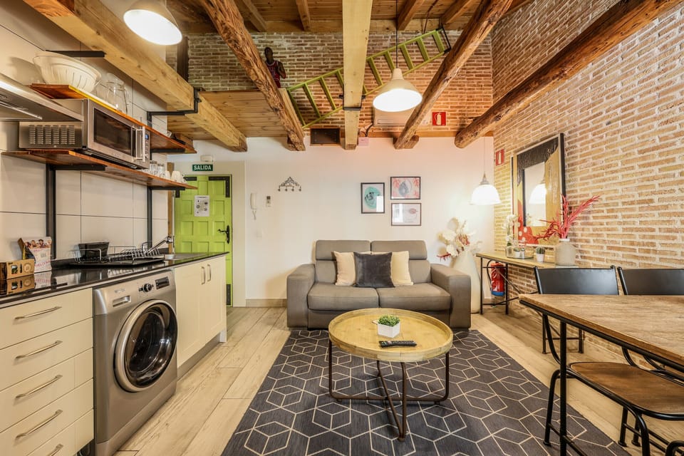 View of the living room and kitchen space