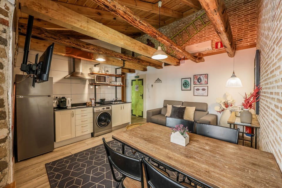 View of the living room and kitchen space