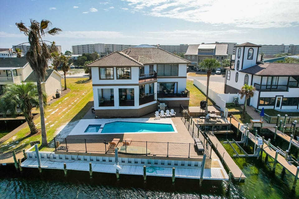 Aerial view of rear of home
