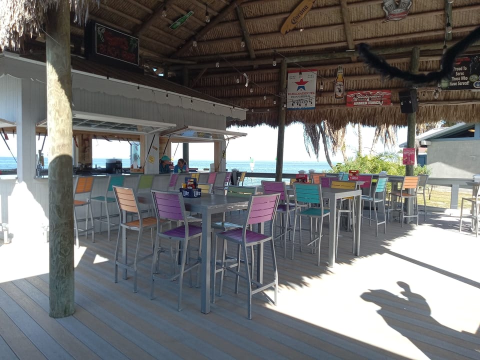 Sam's Beach Bar tiki hut. Live bands on the weekends. 