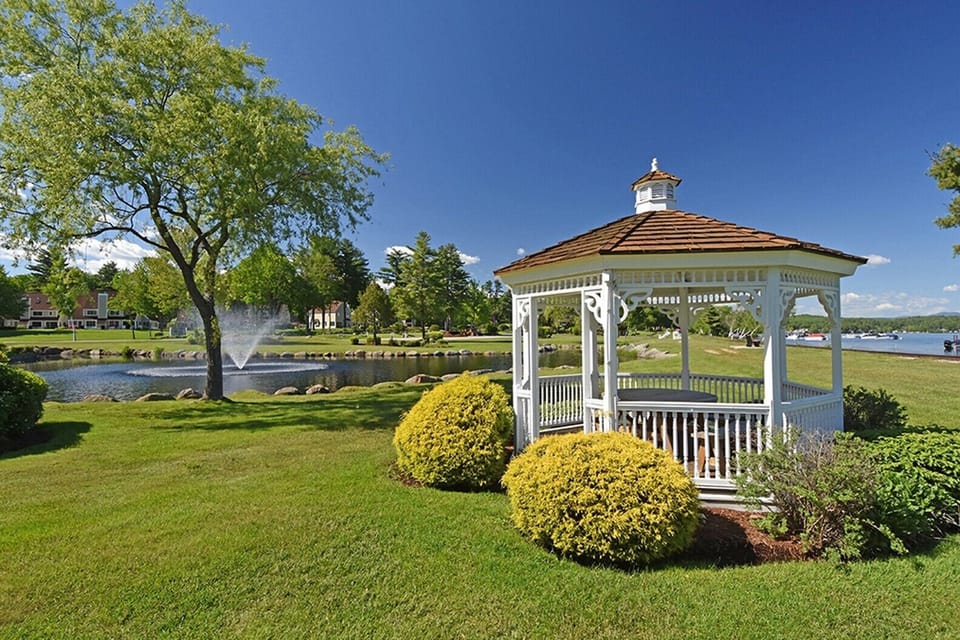 Gazebo access near manmade pond.  Overlooking Paugus Bay