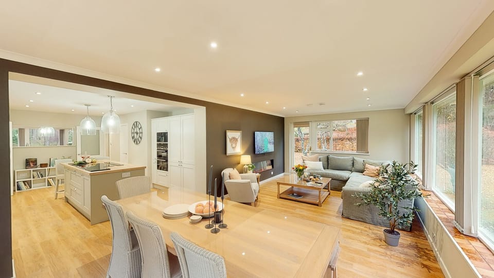 Modern open plan living space and kitchen