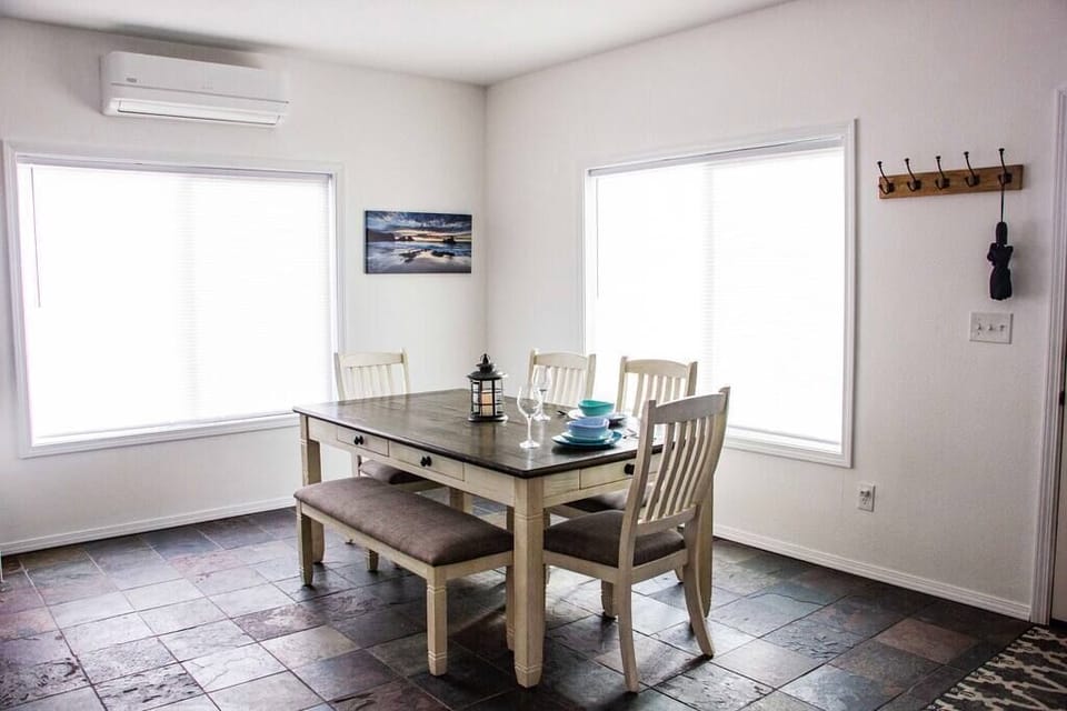 Dining Room with seating for 6, games in table draws