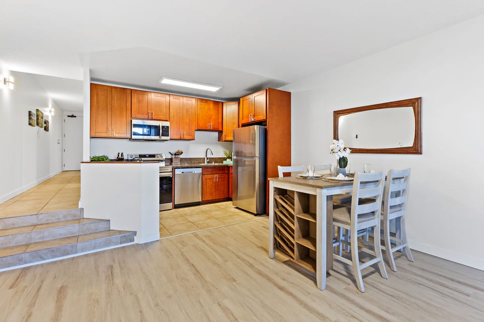 Dining table with shelves