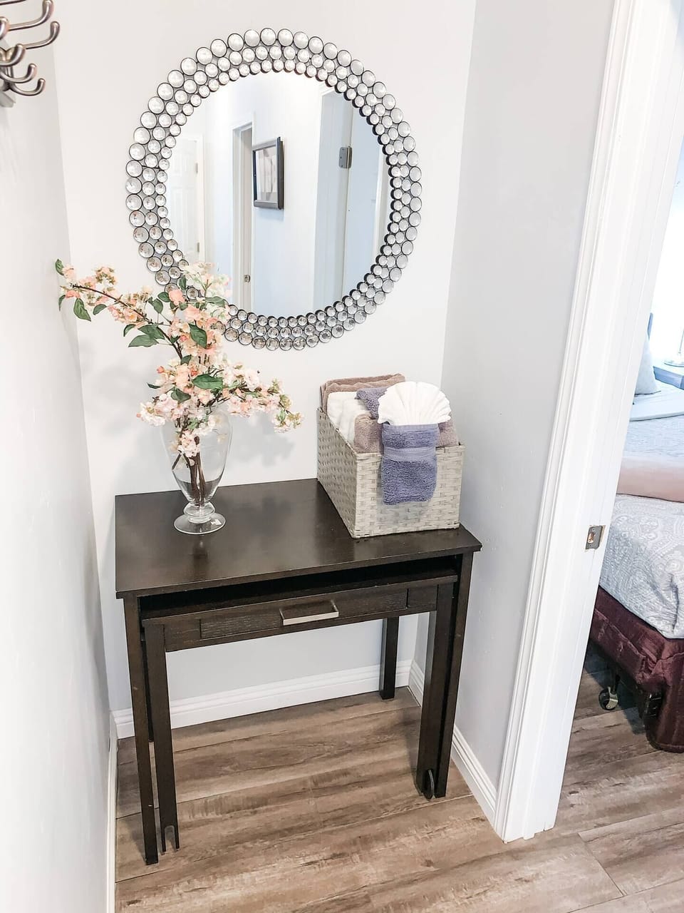 There's a small workstation area as well for computer use or to read a book