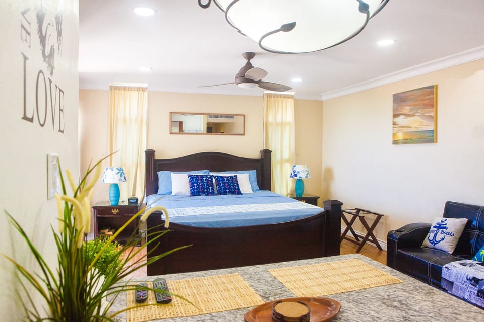 View of King size bed from your Kitchen 