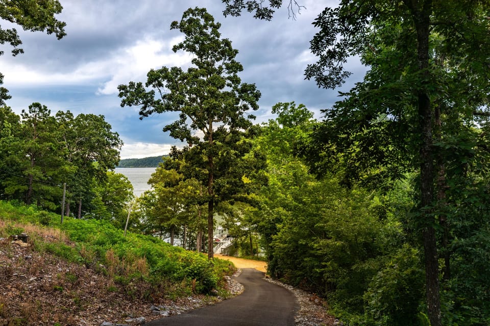 The peaceful drive to Driftwood Retreats dock opens to beautiful lake views and a true sense of getting away together.