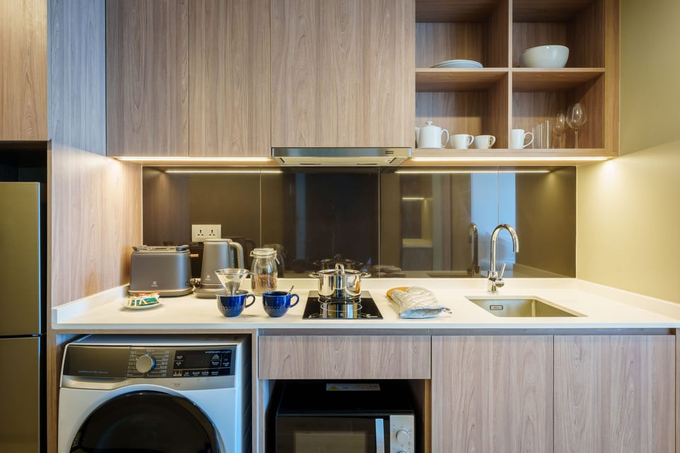 Full-size fridge, electric kettle, eco-friendly cleaning products