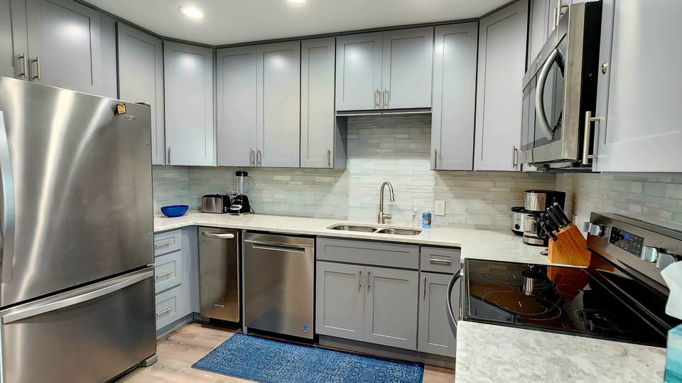 Kitchen features full size appliances
