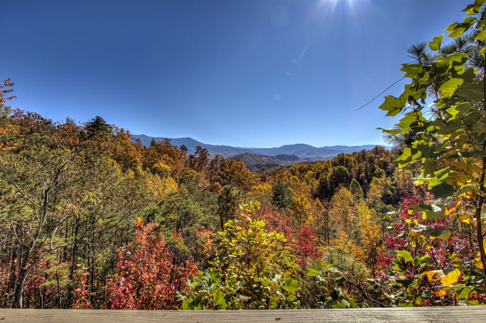 Gorgeous unobstructed view of Great Smoky Mountains. Fall season.