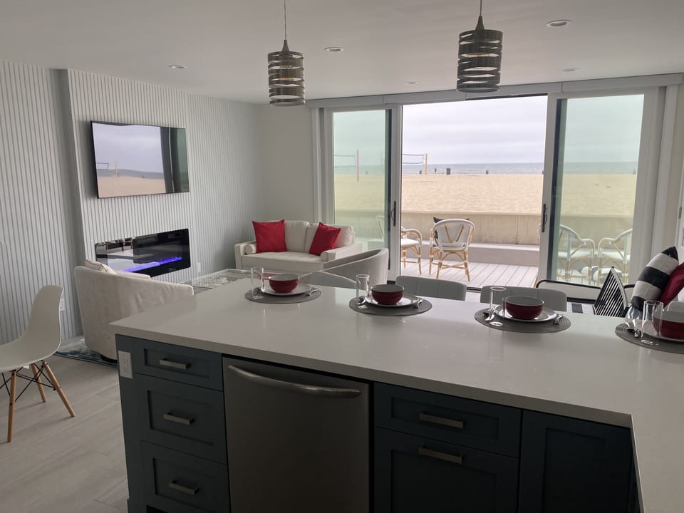 Ocean views from kitchen and living room to beachfront deck!