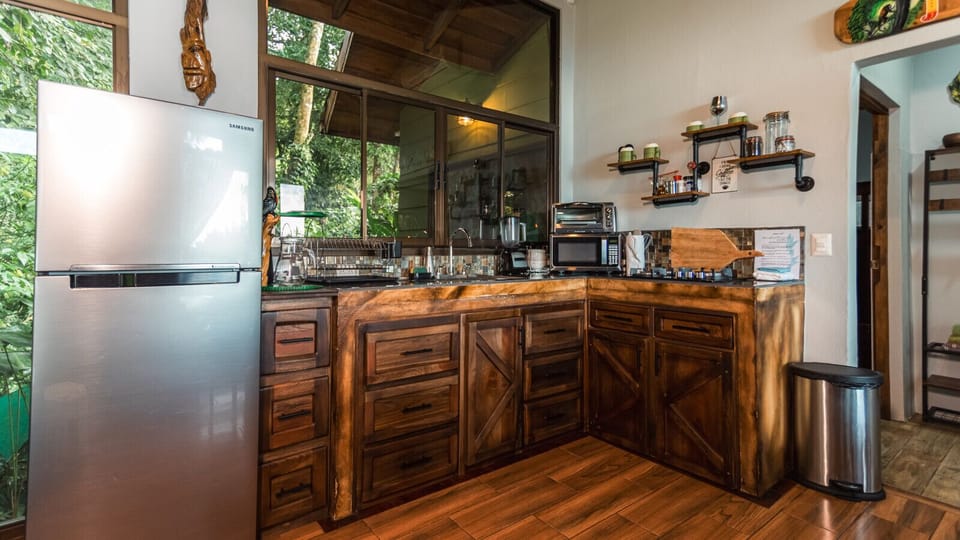 Kitchen overlooking the rainforest