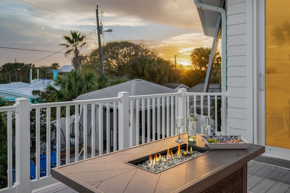 Sunset by the fire pit table