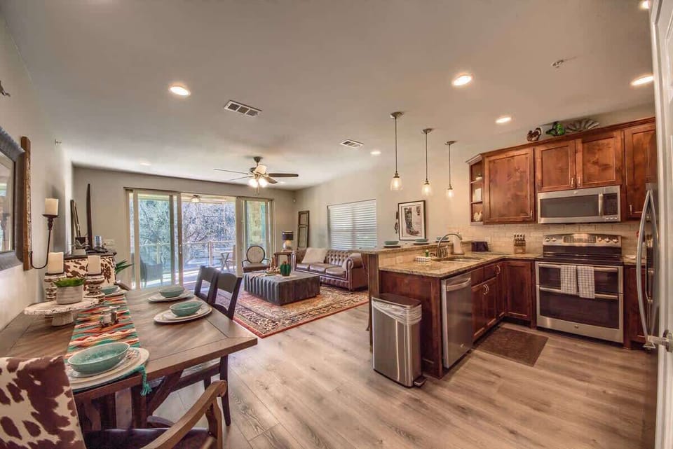 Beautiful open living room/dining room/kitchen!