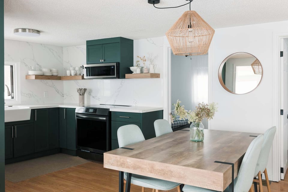 Newly renovated modern kitchen is fully equipped for all your meals.