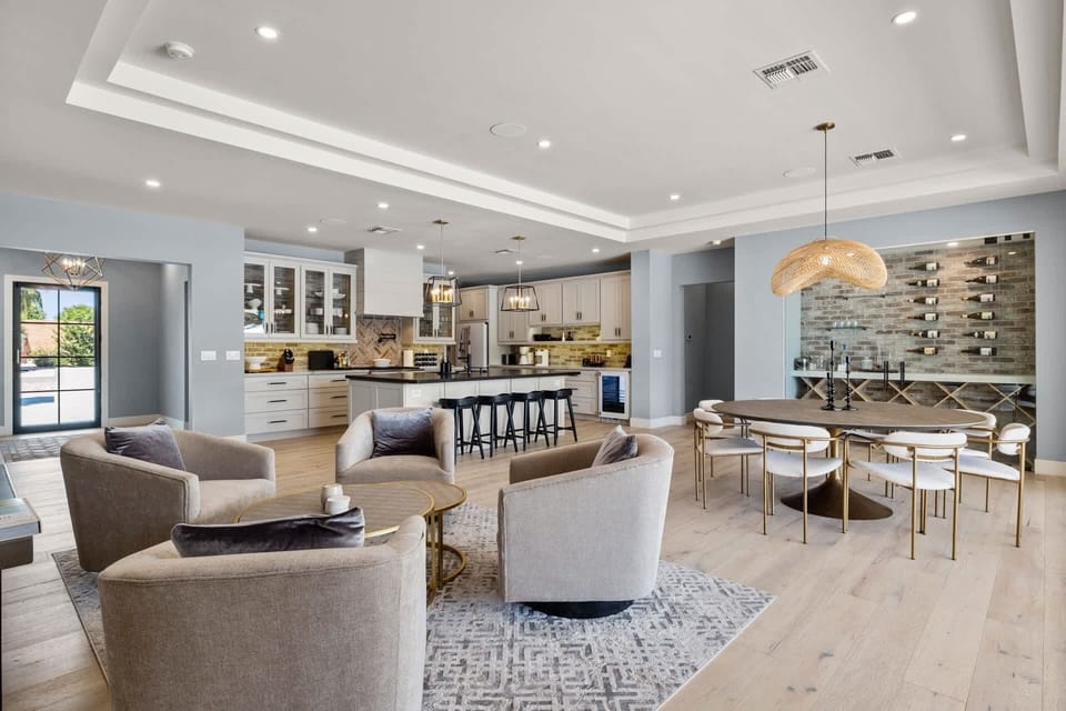 Elegance meets functionality in our open living and dining space
