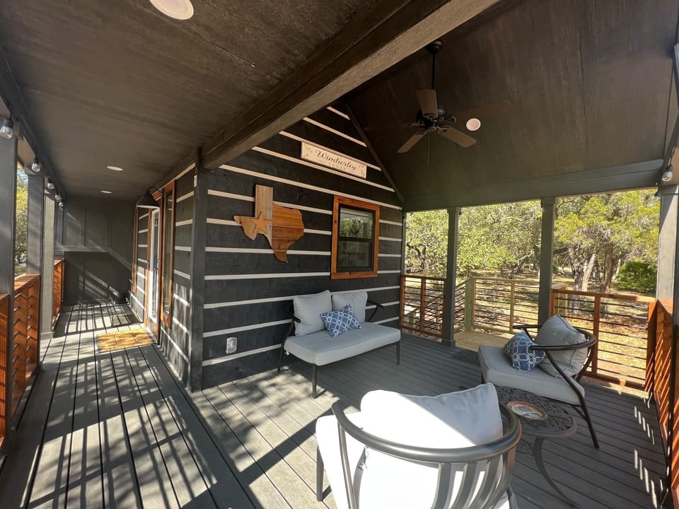 Spacious outside deck to relax and enjoy the nature and serenity of Fox Hollow