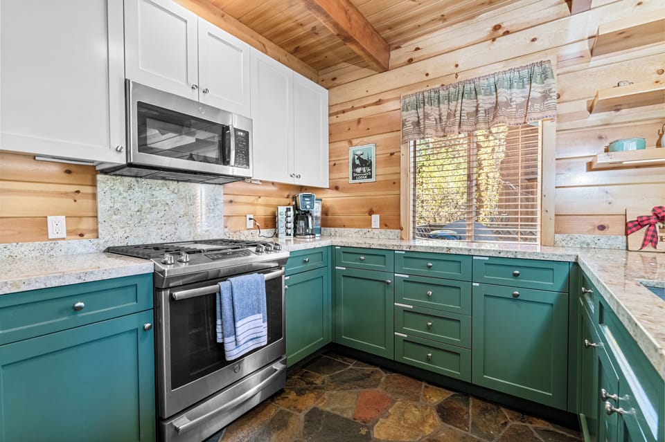 Our newly renovated kitchen equipped with all the comforts of home.