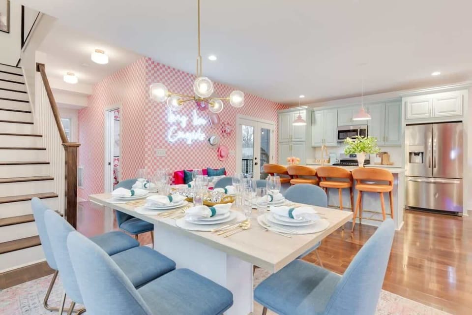 Dining room table for 8 - tons of natural light in this room!