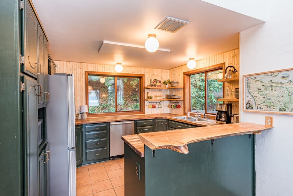 Fully equipped kitchen includes a dishwasher for your convenience.