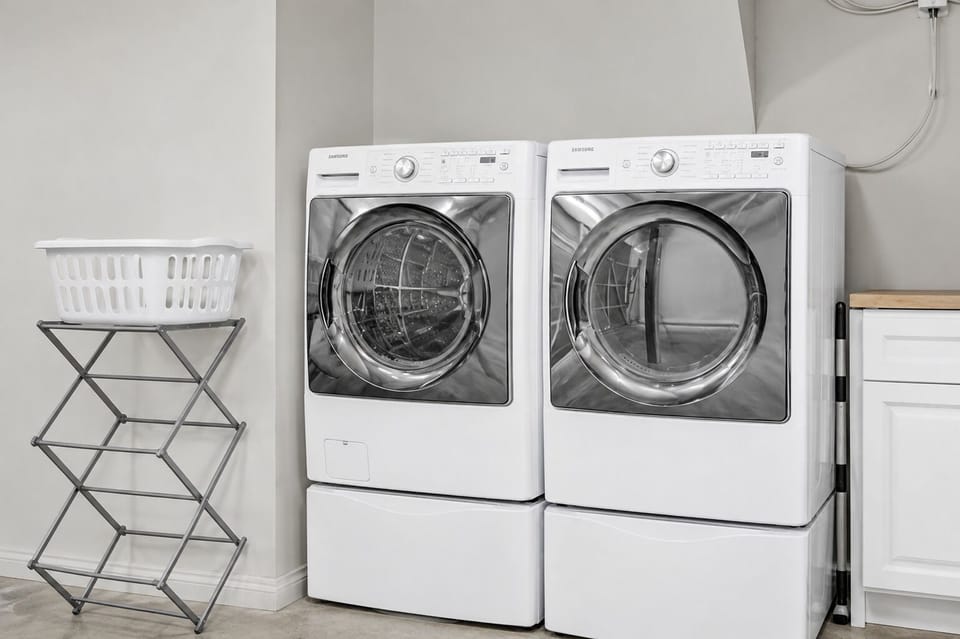 No need to pack heavy—refresh your beach clothes with the full-size washer and dryer available in the garage.