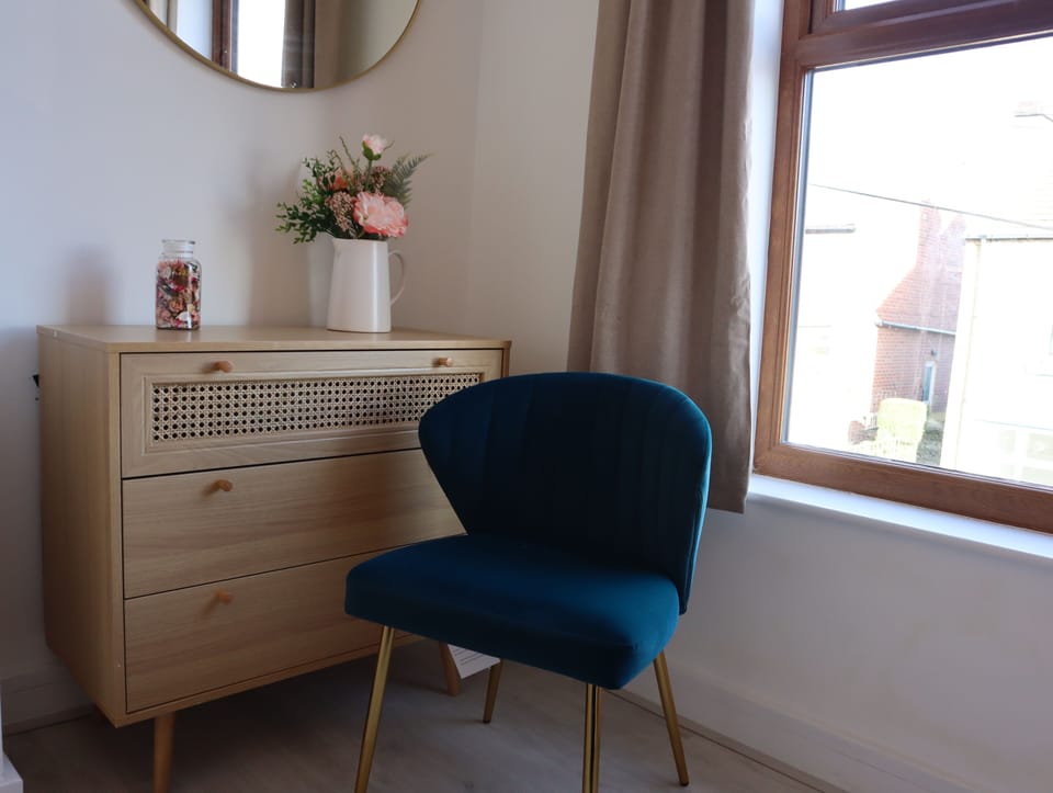 4 bedrooms, blackout drapes, iron/ironing board, travel crib