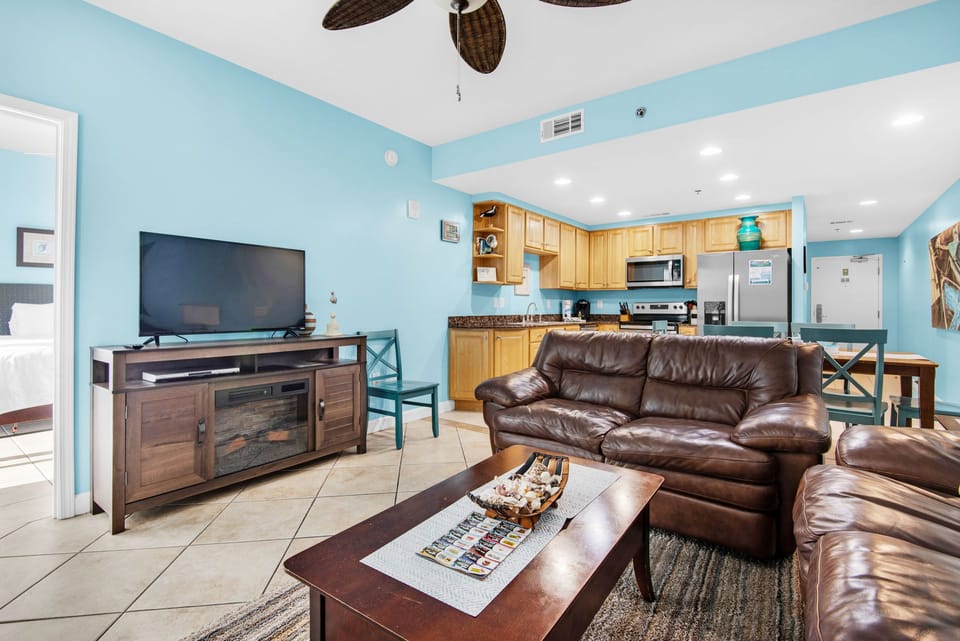 Enjoy a movie on the flat screen TV