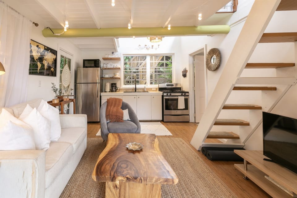The Main Area has a kitchen, living room and bathroom with a Loft Bedroom upstairs