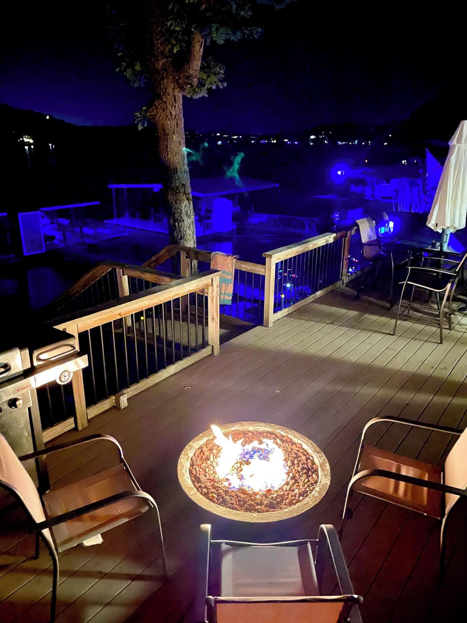 Outdoor propane-fueled fire pit.