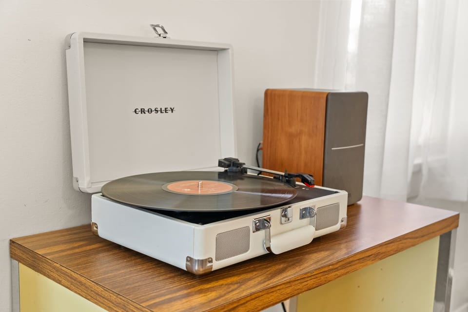 Bluetooth record player. Listen to your spotify playlist or play some of our California inspired vinyl collection.