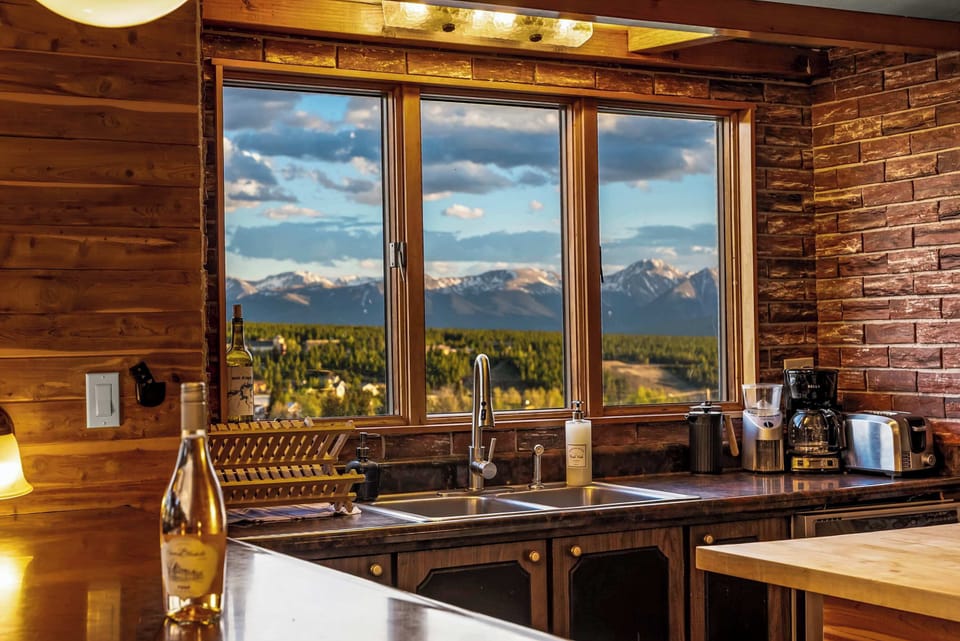 【Kitchen】 Stainless appliances, butcher block island, mountain views out the kitchen window