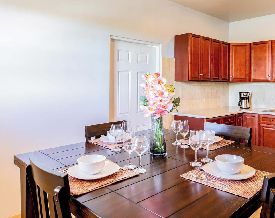 Enjoy meals at home in this charming dining space.