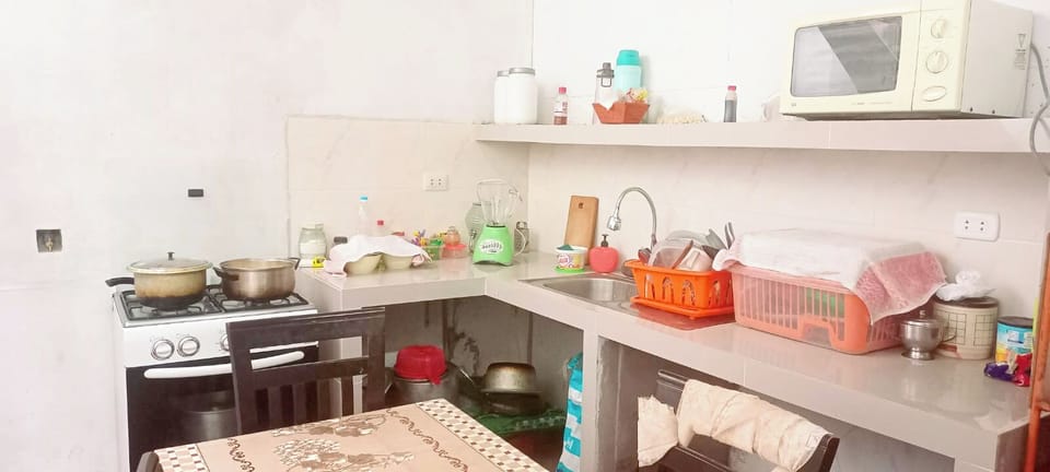 Microwave (on request), dishwasher, blender, cookware/dishes/utensils