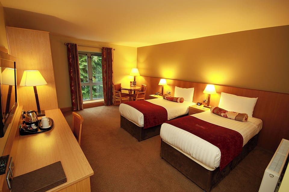 Superior Twin | Desk, blackout drapes, soundproofing, iron/ironing board