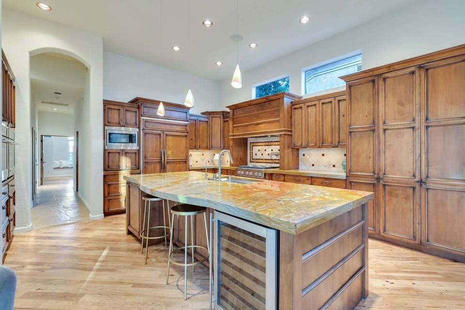 The kitchen has what you need to stay in and prepare your meals