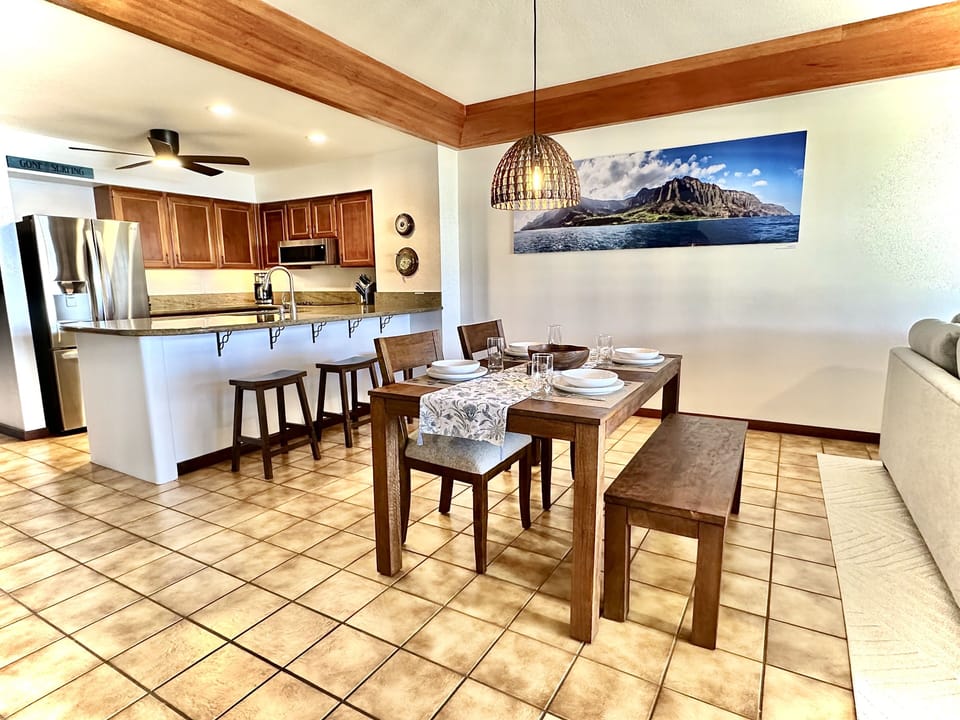 Kitchen with bar stools for cozy breakfast