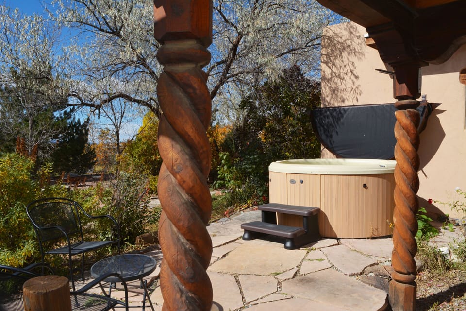 Large enclosed rear Patio with Hot Tub