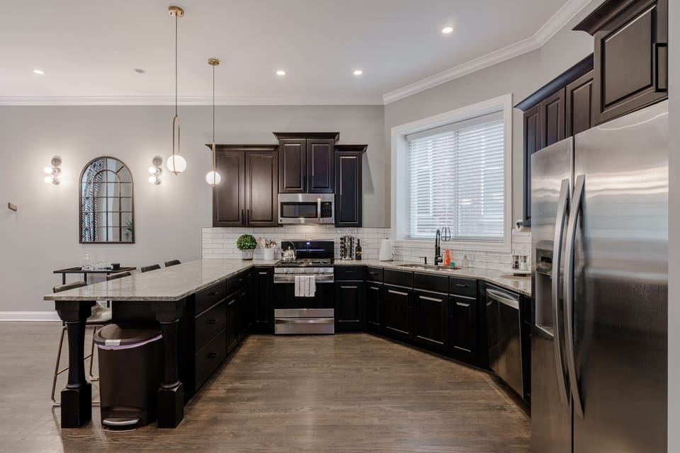 Room, Indoors, Kitchen, Kitchen Island, Flooring